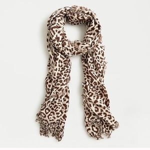 NWT J Crew Leopard-Print Scarf Eyelash Fringe